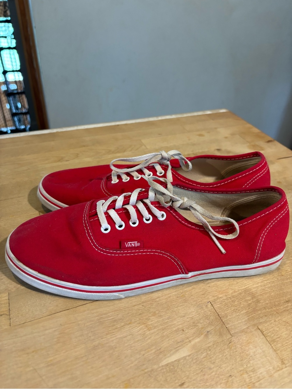 Vans Kids Red Canvas Low-Top Sneakers